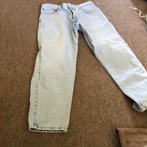 Old light blue jeans